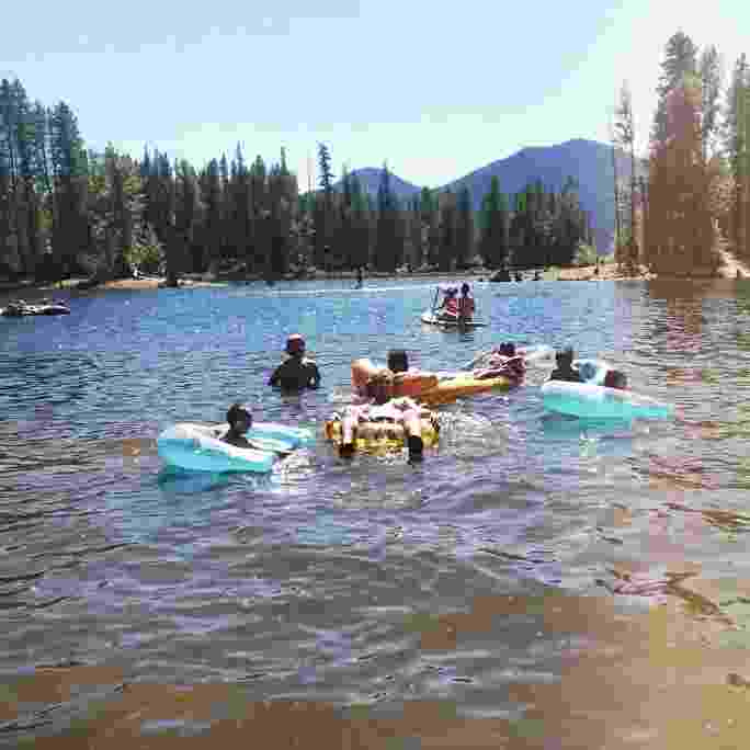 Campers swimming